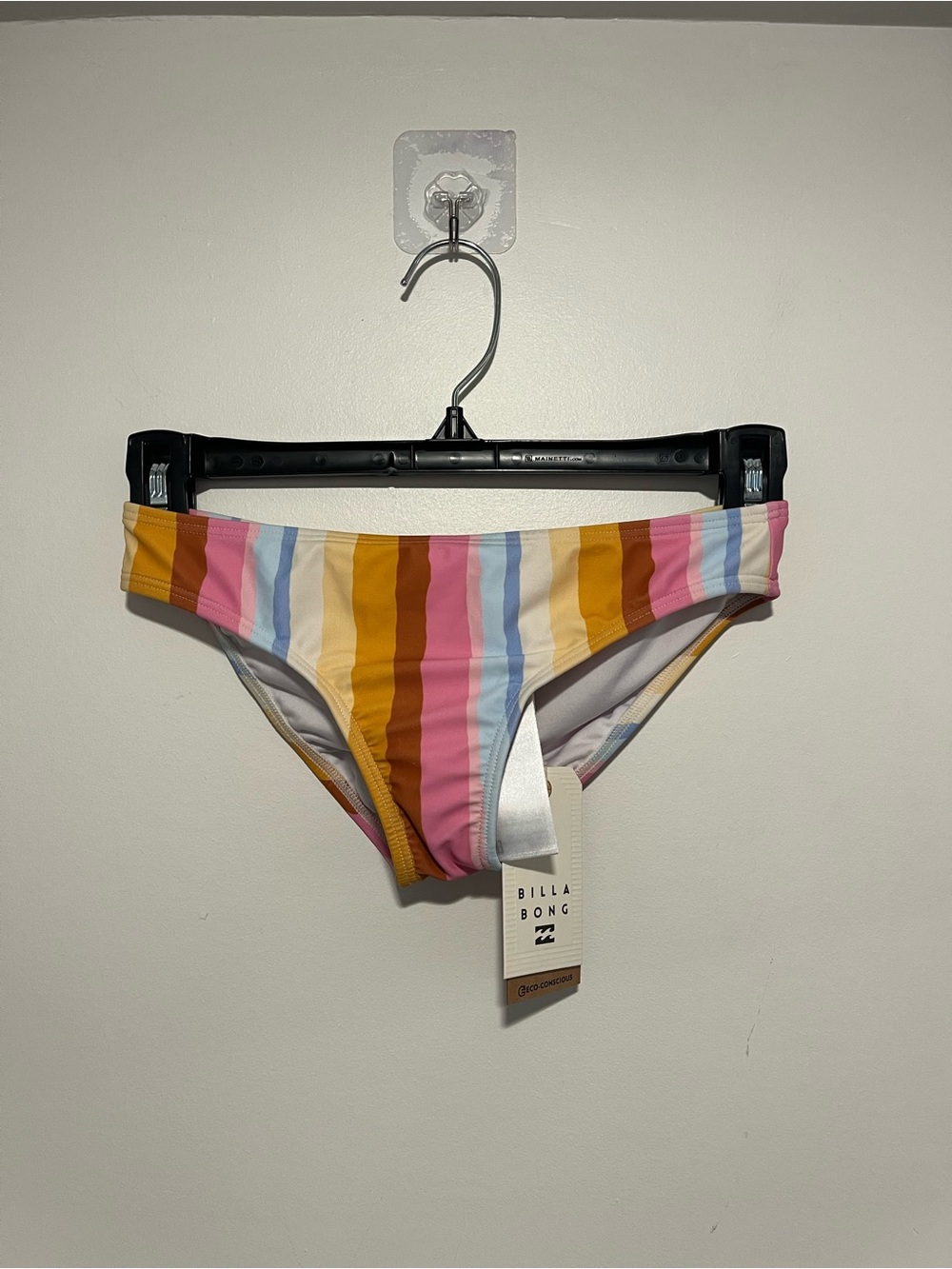 Billabong Girls' Stripe Bikini Bottom in Pink, Yellow, Blue and Cream
